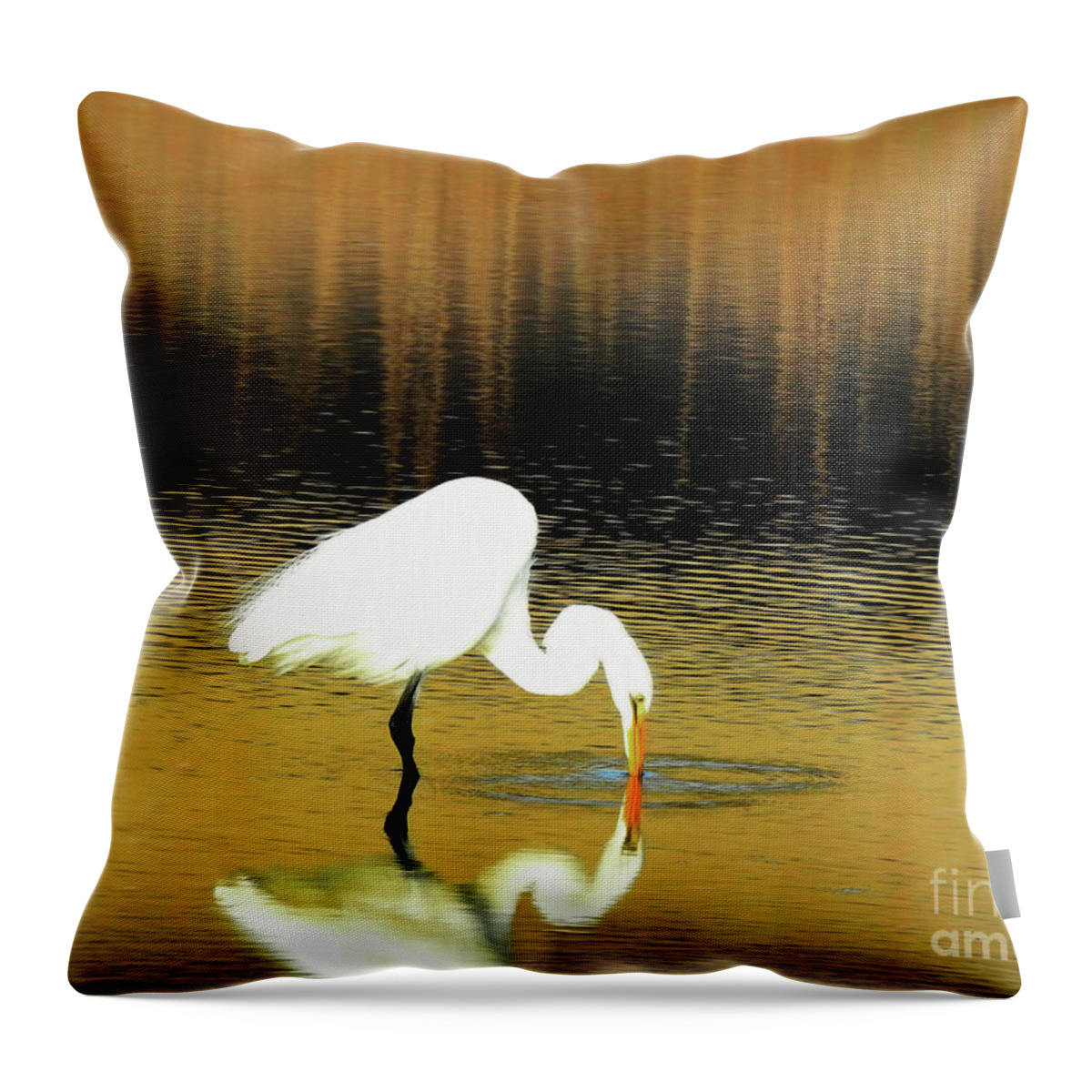 Great White Egret Throw Pillow featuring the photograph Natural Beauty by Scott Cameron