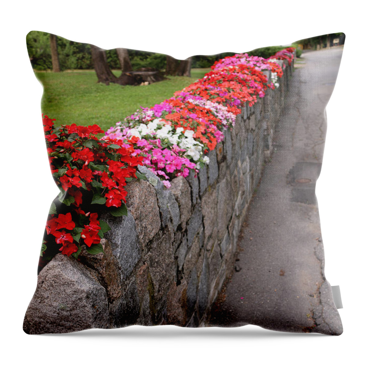 Stone Wall Throw Pillow featuring the photograph Natural Floral Wall 4 by Living Color Photography Lorraine Lynch