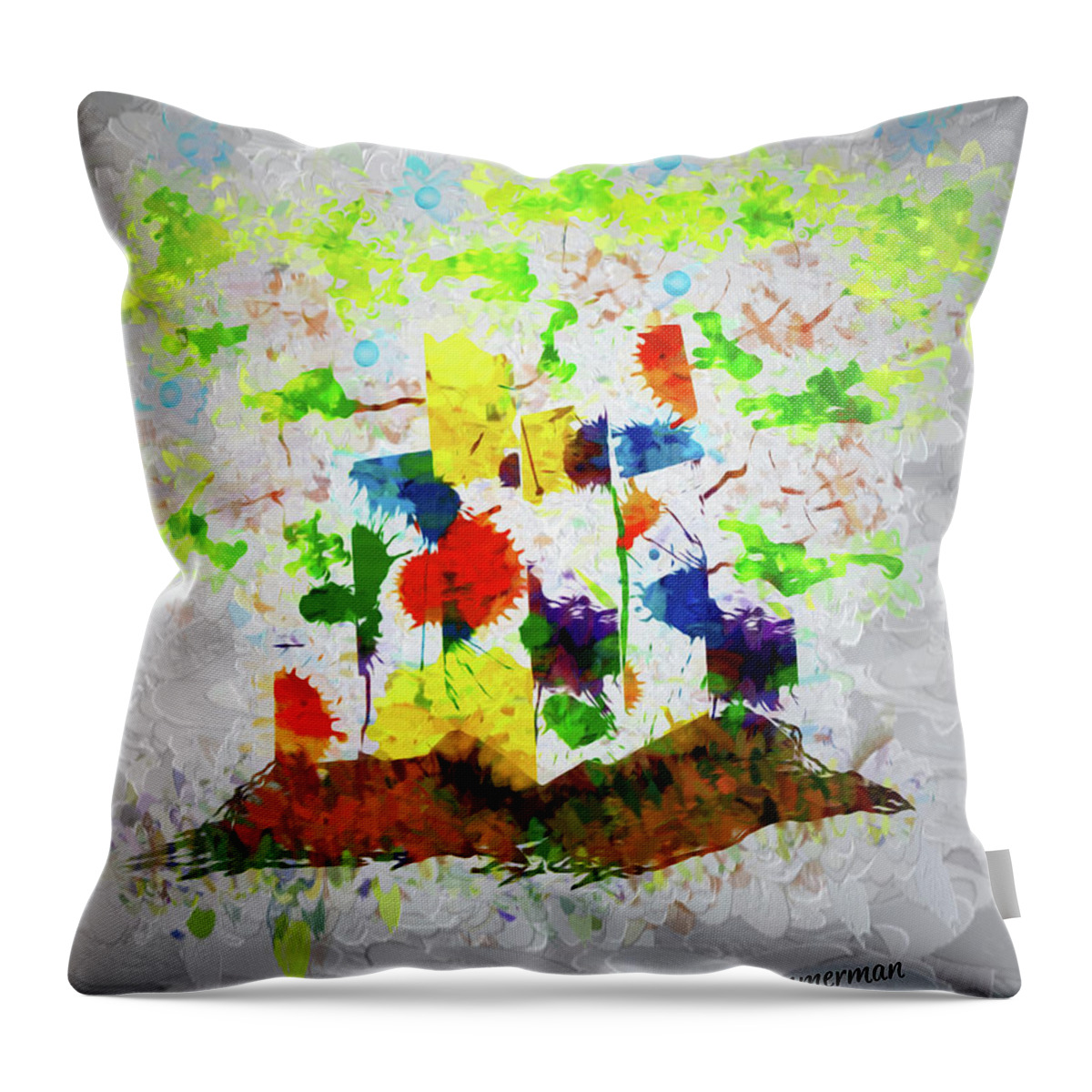 Nature Throw Pillow featuring the painting Nature Fantasy Trees by Mary Zimmerman