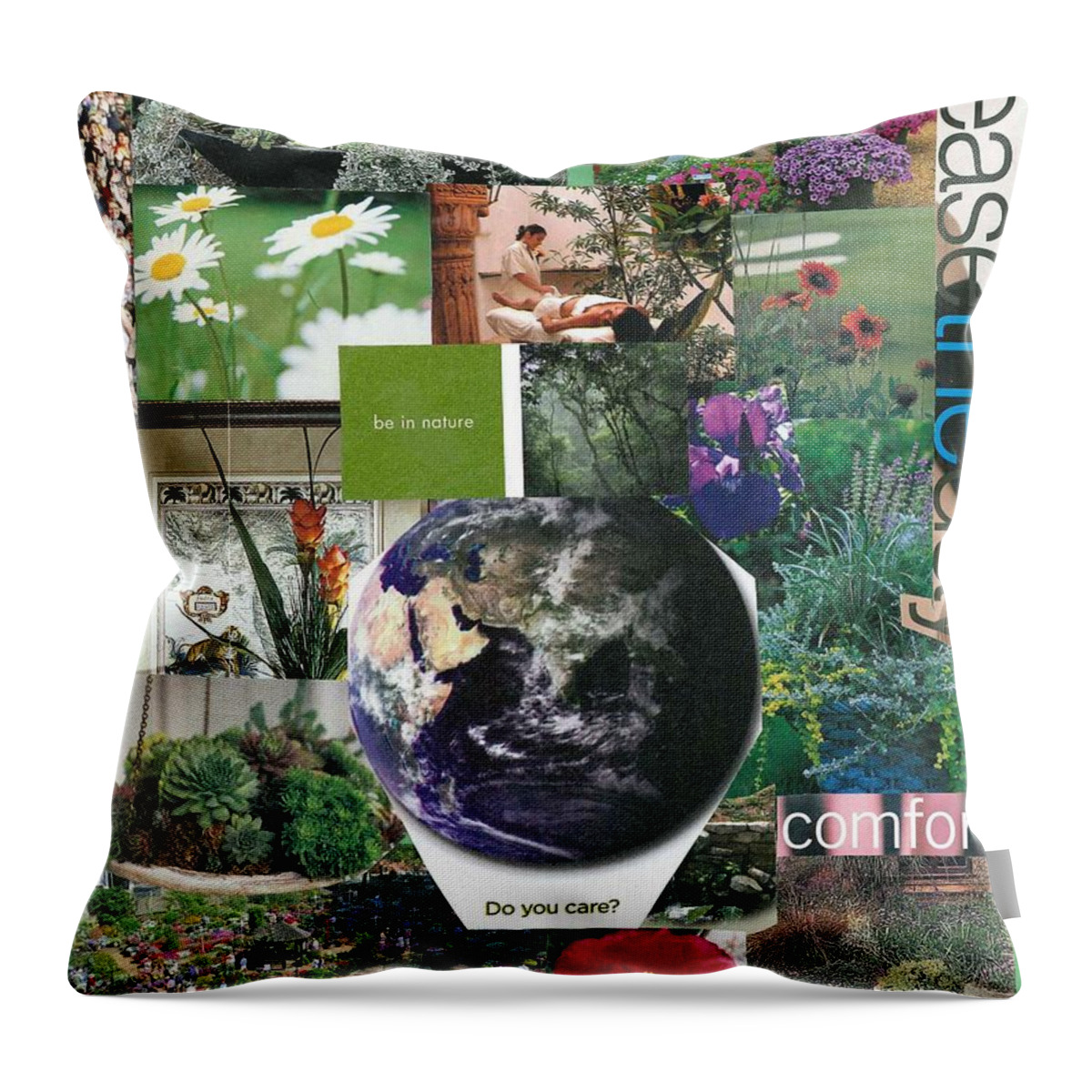 Collage Art Throw Pillow featuring the mixed media Nature Power by Susan Schanerman