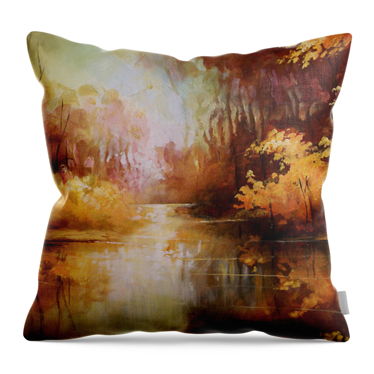 Fall Landscape Throw Pillow featuring the painting Natures Pallet by Michael Lang