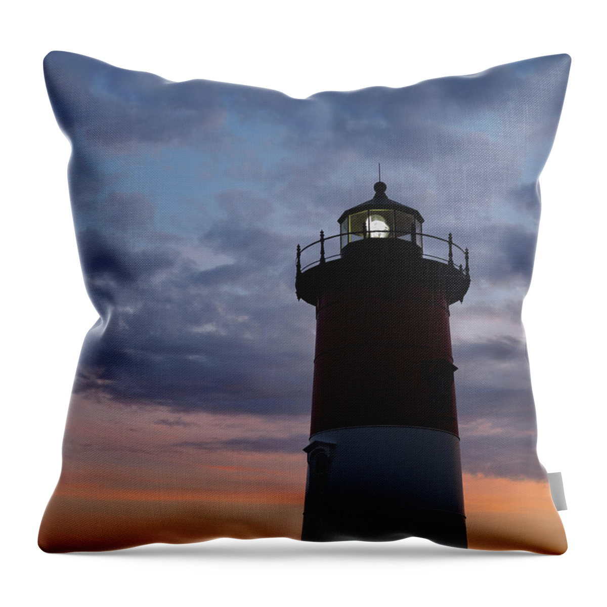 Blue Hour Throw Pillow featuring the photograph Nauset Light lighthouse at sunset by Marianne Campolongo