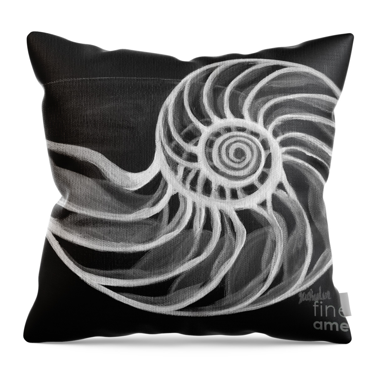 Shell Throw Pillow featuring the painting Nautilus by JoAnn Wheeler