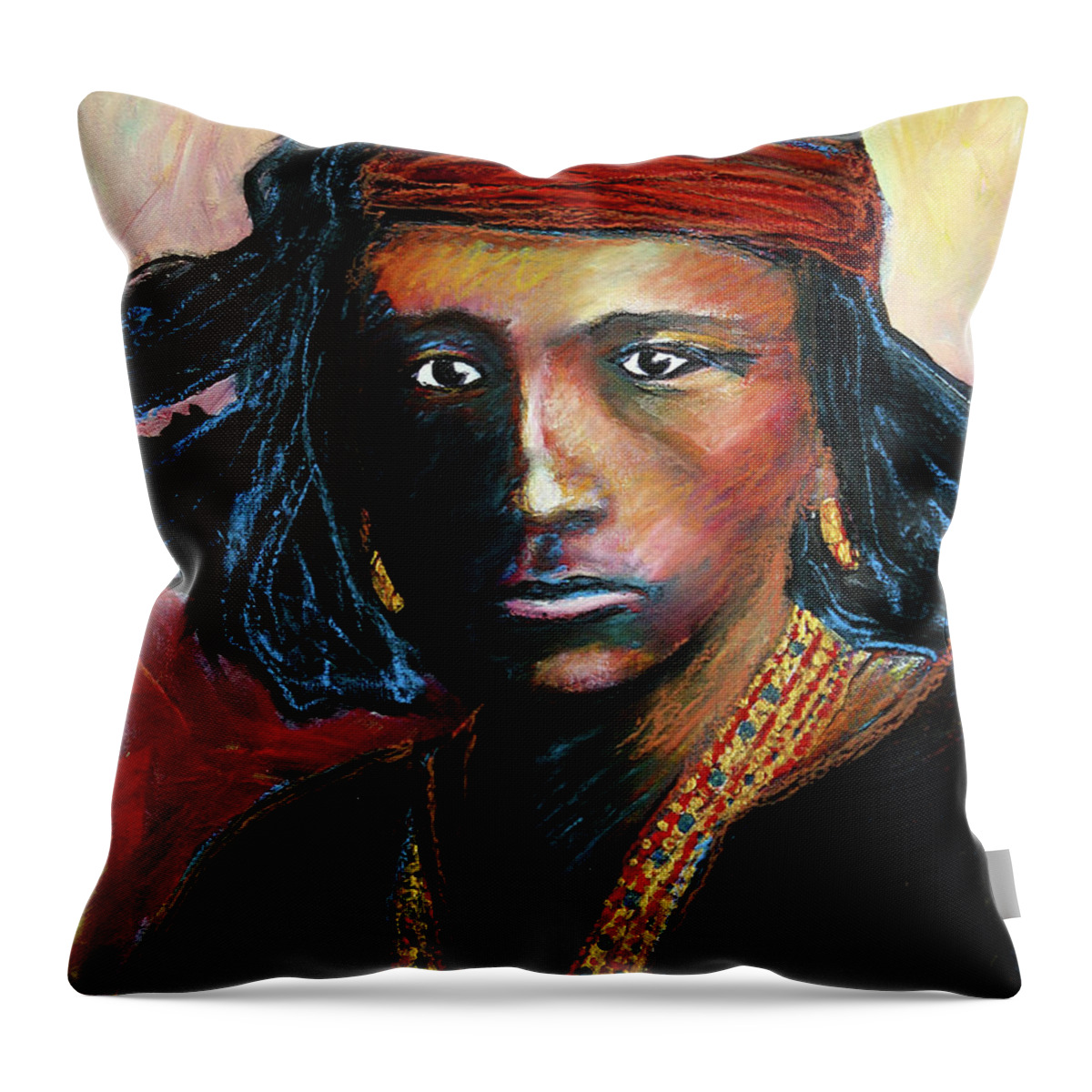 Navajo Throw Pillow featuring the painting Navajo by Frank Botello