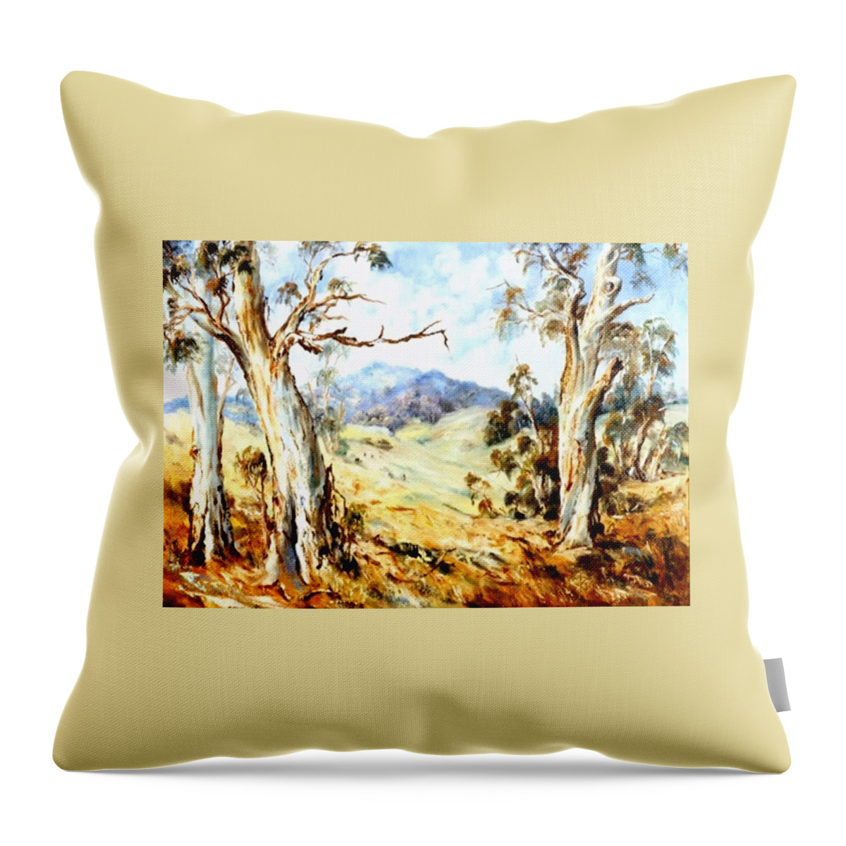Avoca Throw Pillow featuring the painting Near Avoca by Ryn Shell