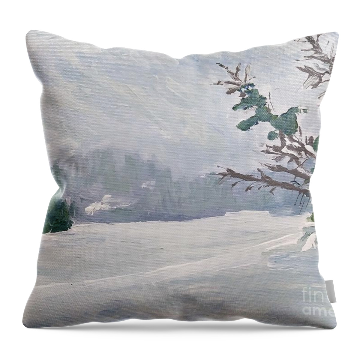 Winter Throw Pillow featuring the painting Near Canada by Rodger Ellingson