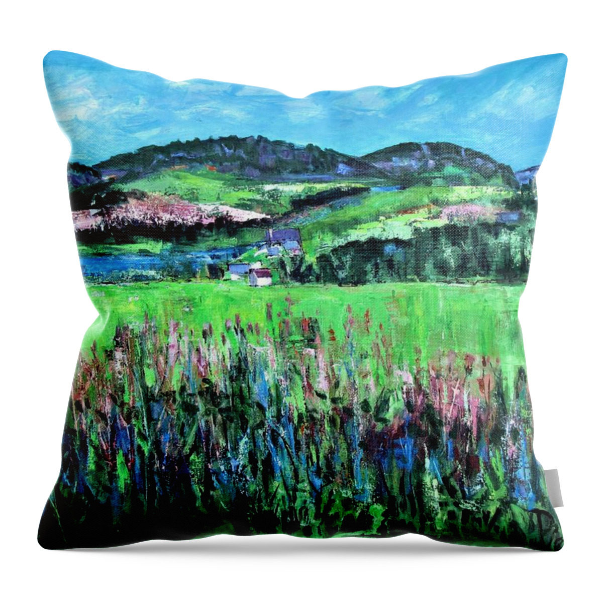 Weeds And Fields Throw Pillow featuring the painting Near Cooperstown by Betty Pieper