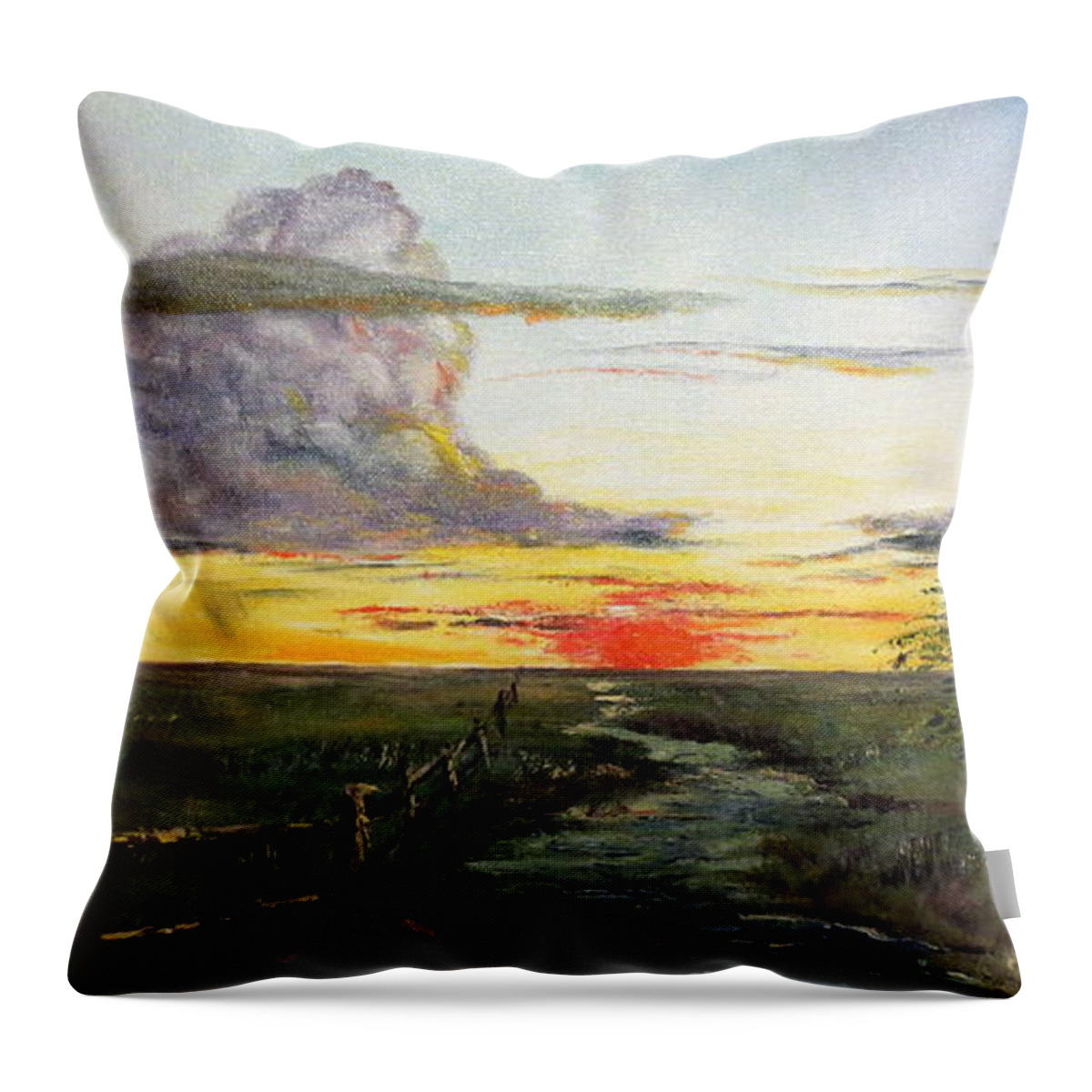Nebraska Throw Pillow featuring the painting Nebraska Sunset by Lee Piper