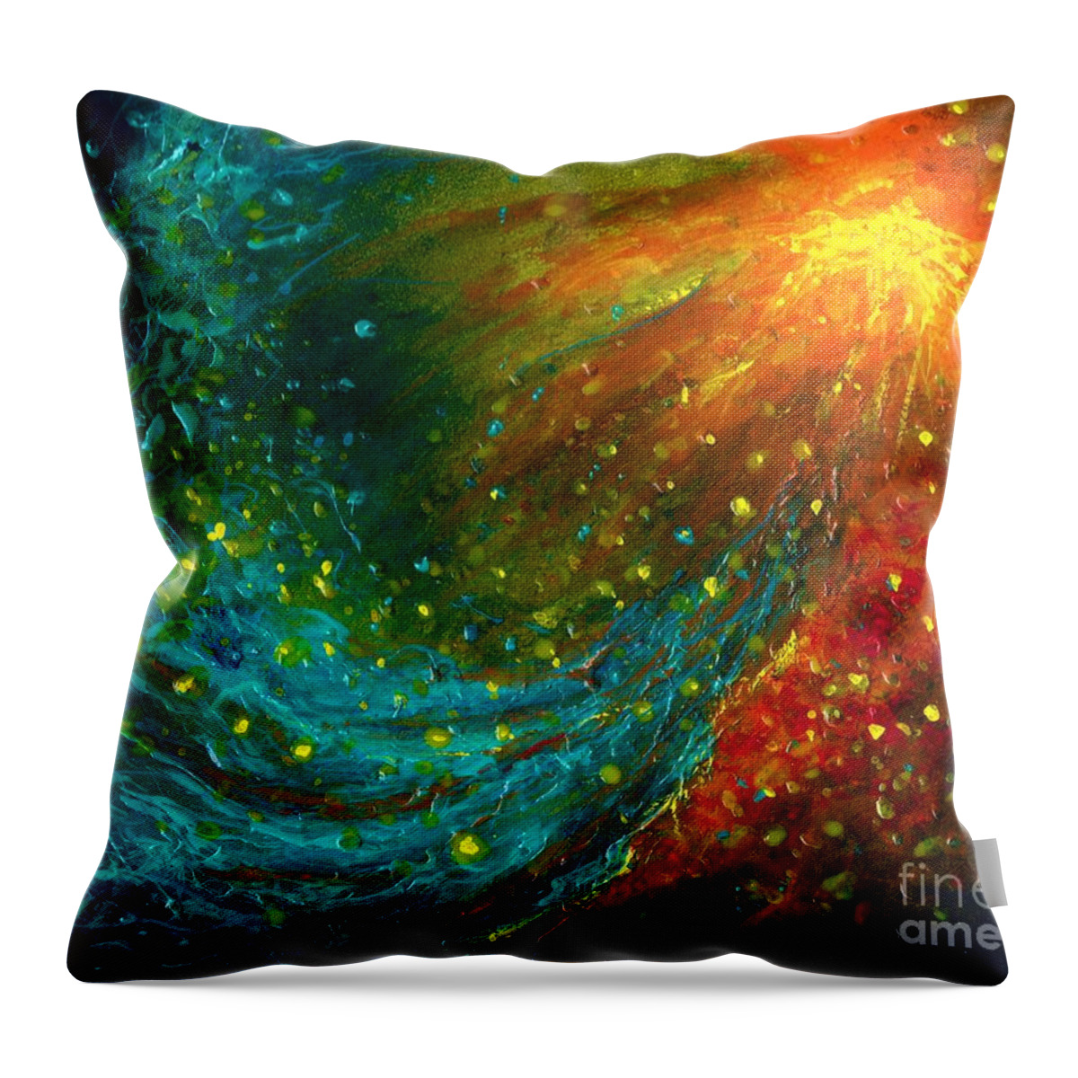 #space #nebulae #colorful #contemporaryart #landscape #modernart #nature #newartwork #painting #scifi #surreal #abstract Throw Pillow featuring the painting Nebulae by Allison Constantino