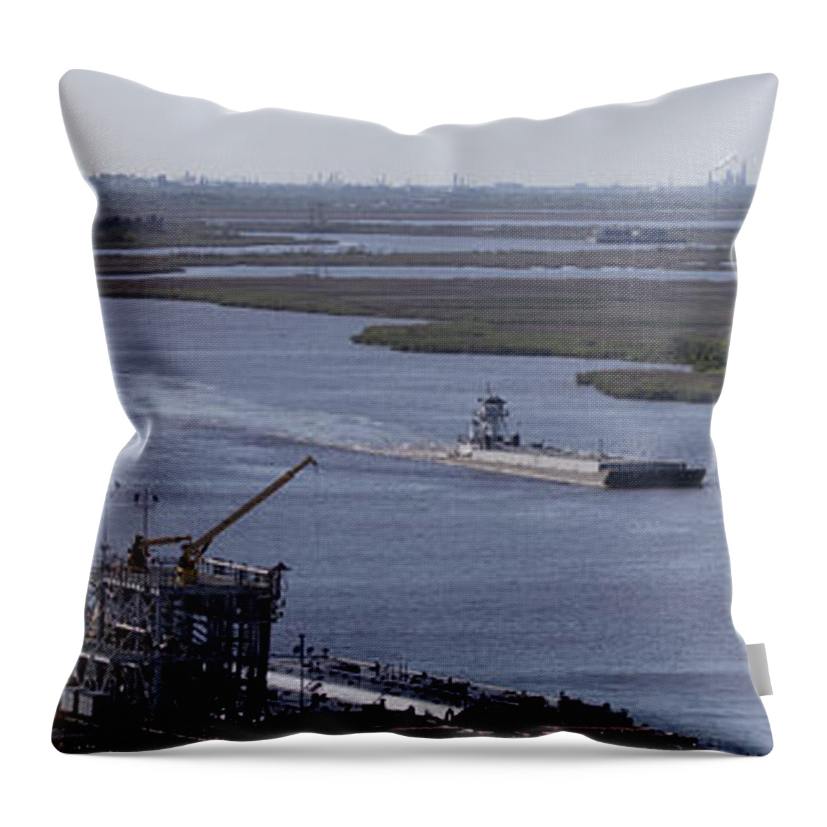 Neches Throw Pillow featuring the photograph Neches River Shipping Industry by D Wallace