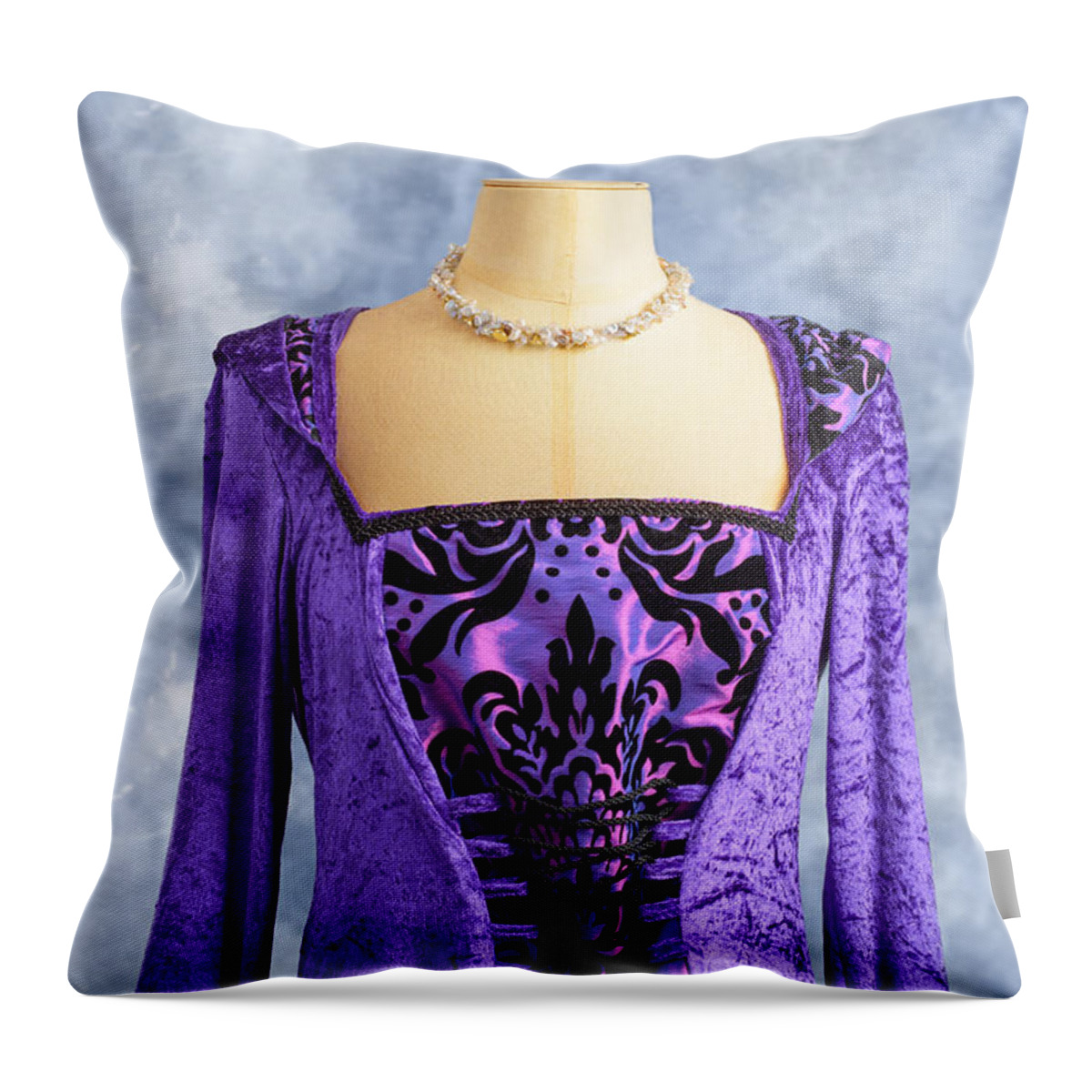 Expensive Throw Pillow featuring the photograph Necklace And Dress by Amanda Elwell