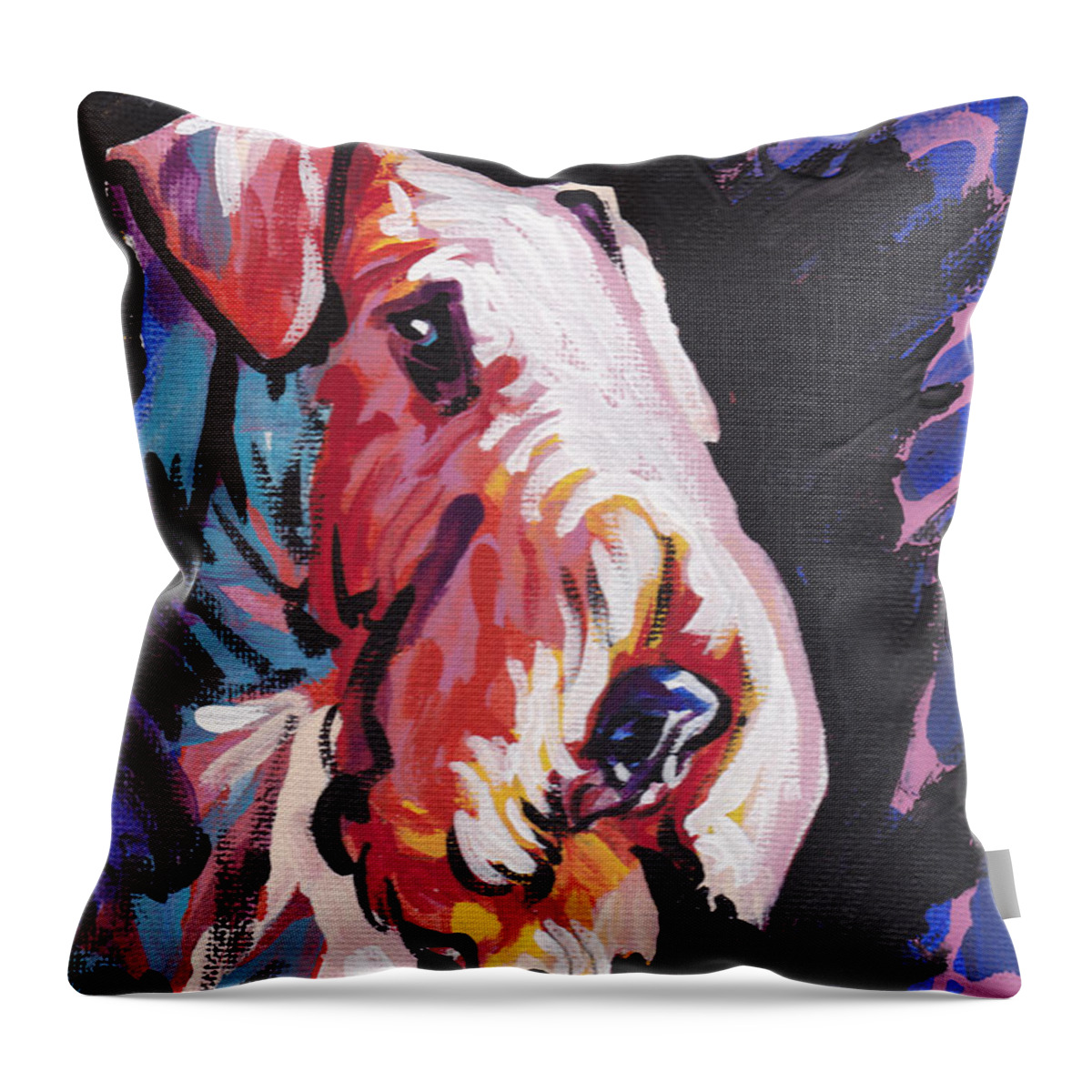 Airedale Terrier Throw Pillow featuring the painting Need Some Aire by Lea S
