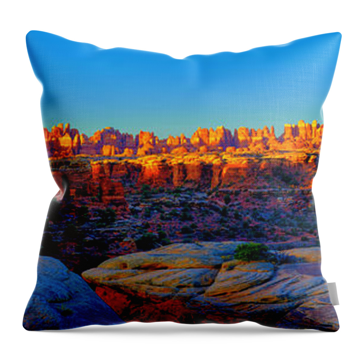 Canyonlands Throw Pillow featuring the photograph Needles Panorama by Greg Norrell