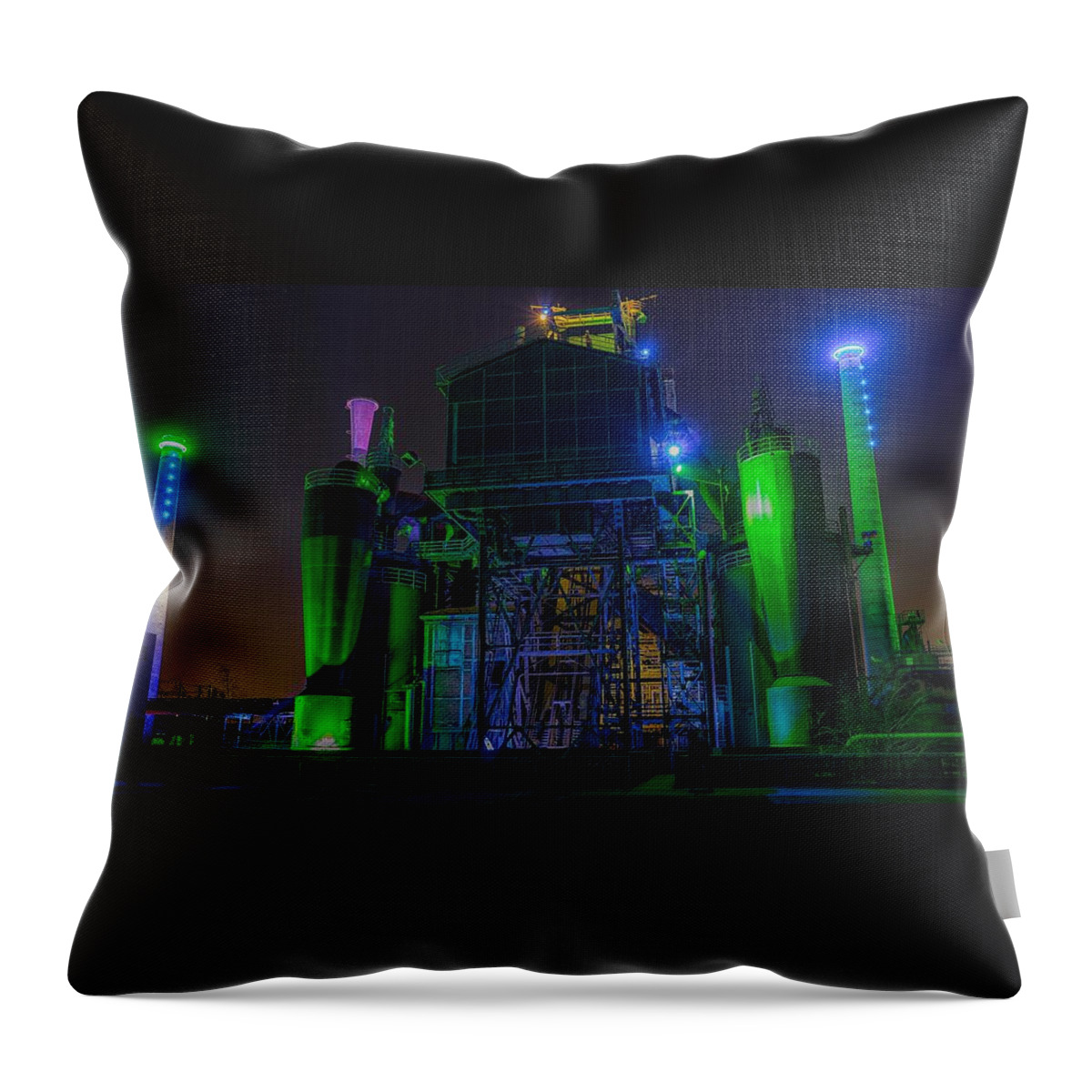 Neon Throw Pillow featuring the photograph Neon Color Machinery by Billy Soden