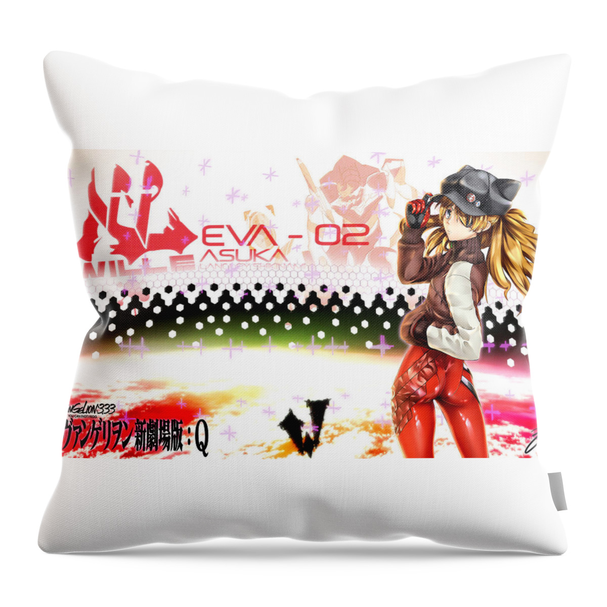 Neon Genesis Evangelion Throw Pillow featuring the digital art Neon Genesis Evangelion by Maye Loeser