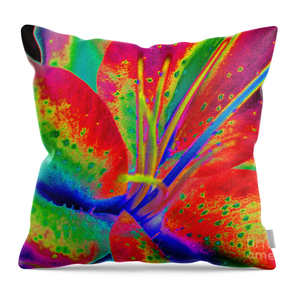 Berry Throw Pillow featuring the painting Neon Lily by Diane E Berry