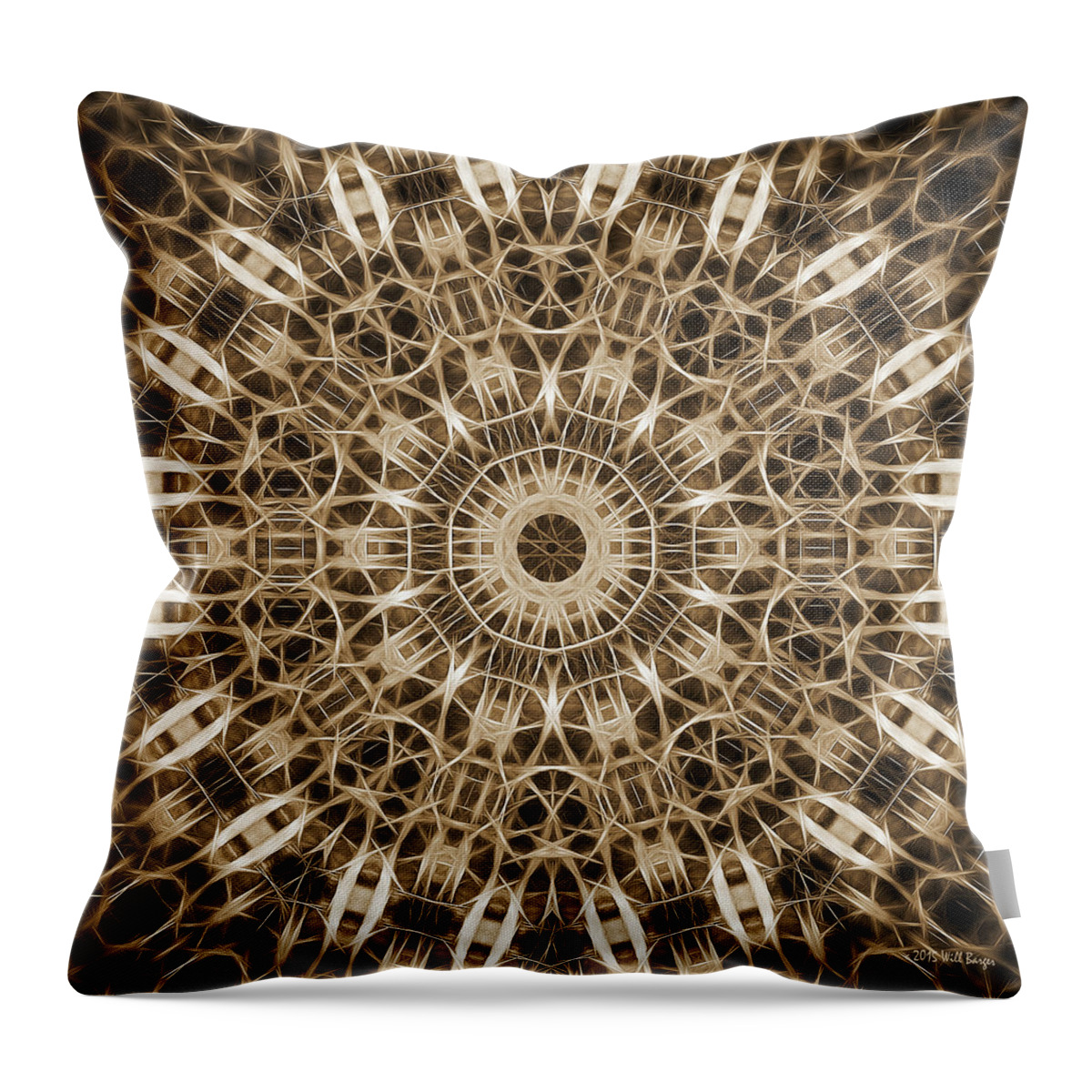Tao Throw Pillow featuring the digital art Neon Mandala, Nbr 19S by Will Barger