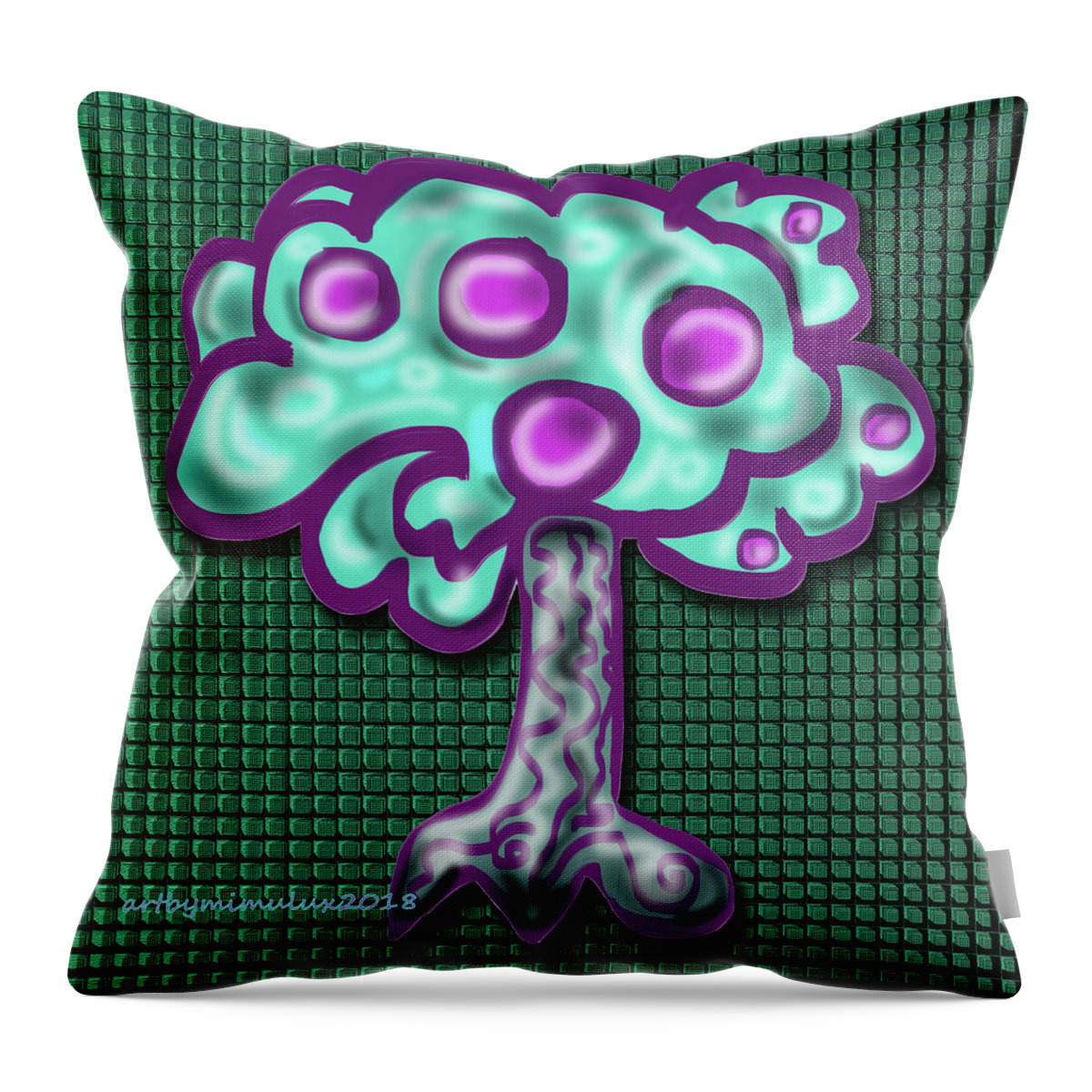 Tree Throw Pillow featuring the digital art Neon Tree by Mimulux Patricia No