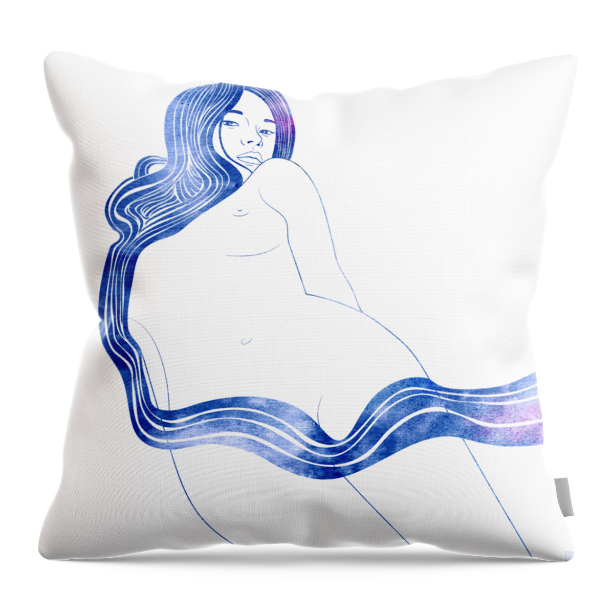 Woman Throw Pillow featuring the mixed media Nereid XVII by Stevyn Llewellyn