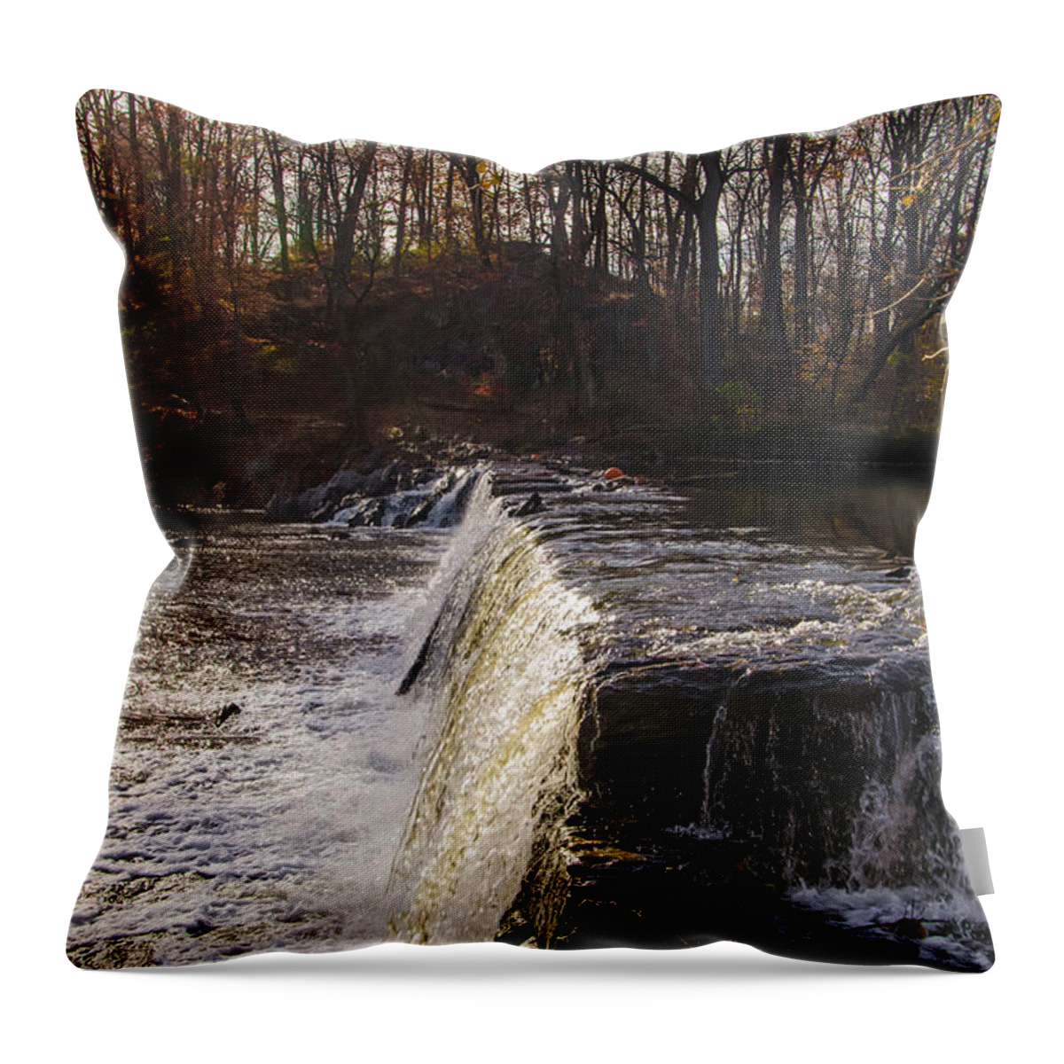 Neshaminy Throw Pillow featuring the photograph Neshaminy Falls in Autumn by Bill Cannon