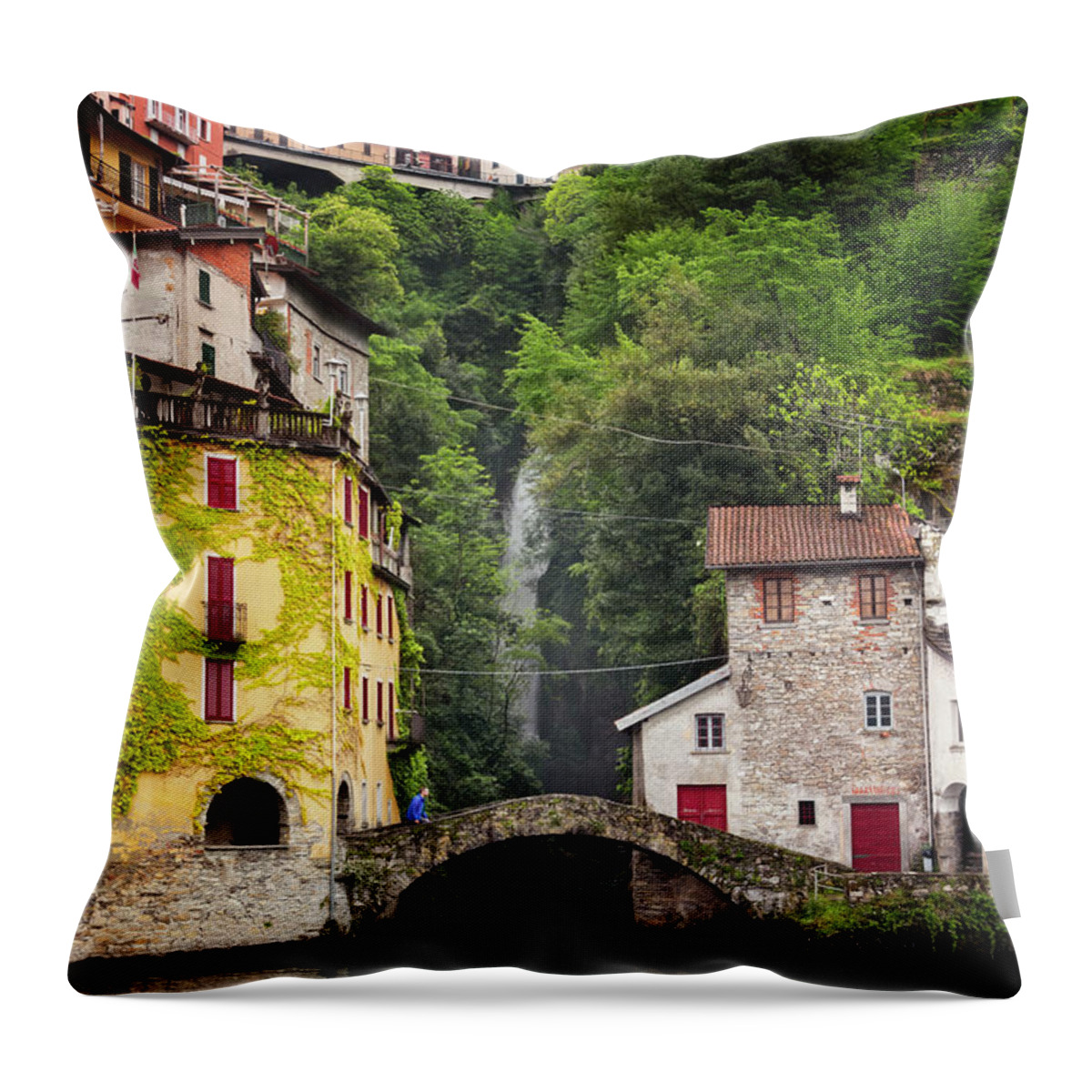 Tourist Throw Pillow featuring the photograph Nesso on Lake Como Italy by Joan Carroll