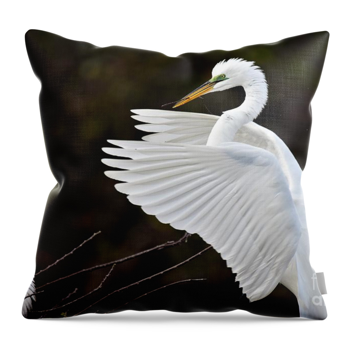 Great Egrets Nesting Throw Pillow featuring the photograph Nest For Two by Julie Adair