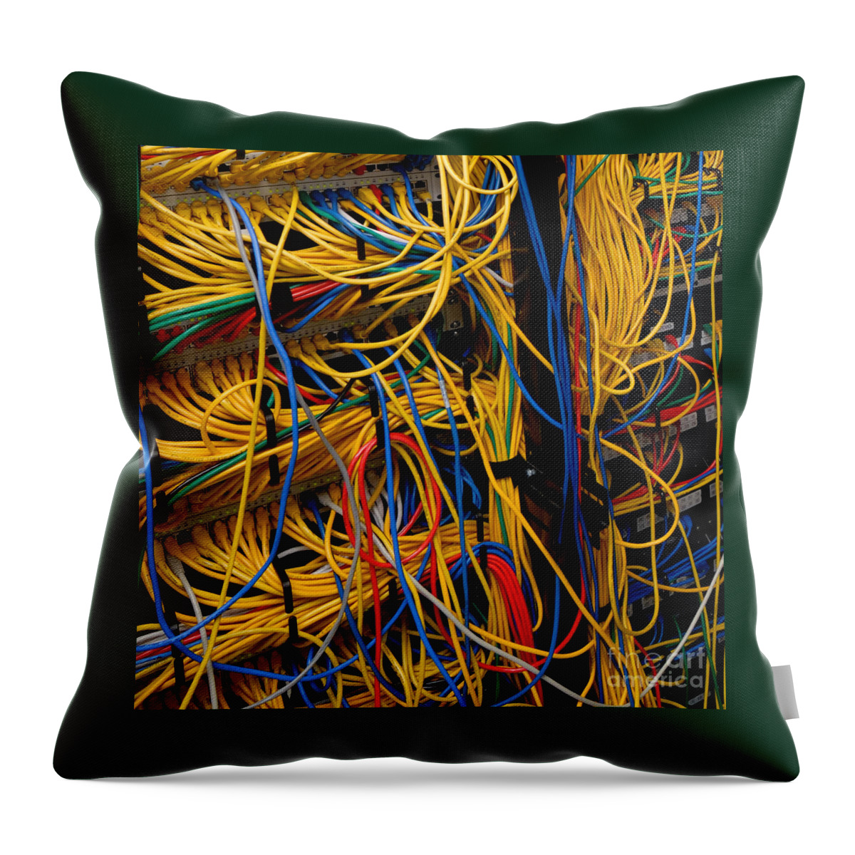 Network Throw Pillow featuring the photograph Network Cables by Amy Cicconi
