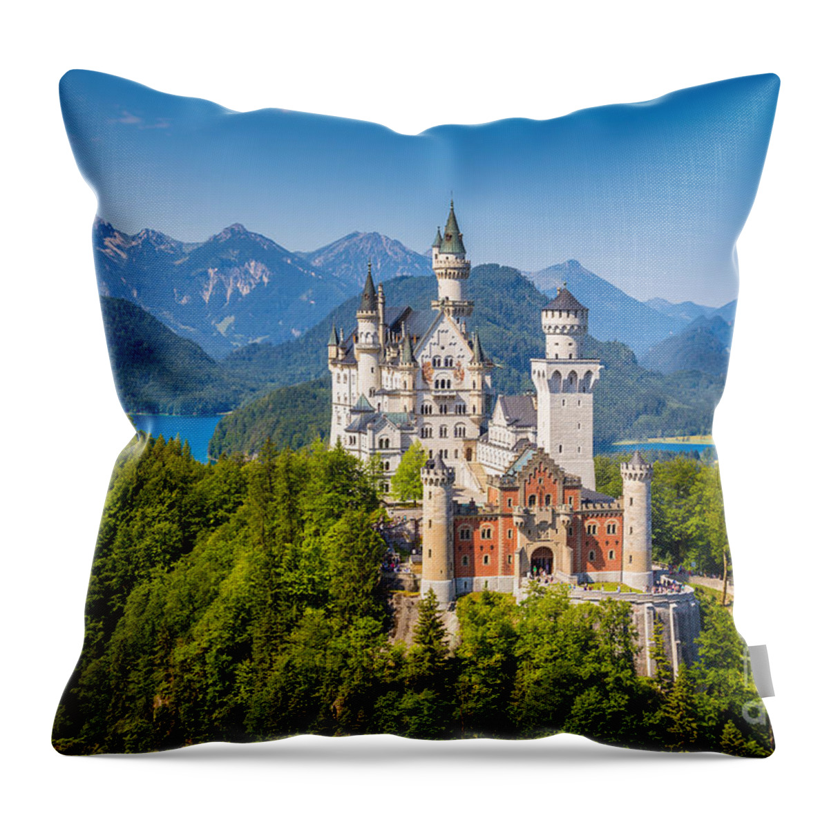 Alps Throw Pillow featuring the photograph Neuschwanstein Fairytale Castle by JR Photography