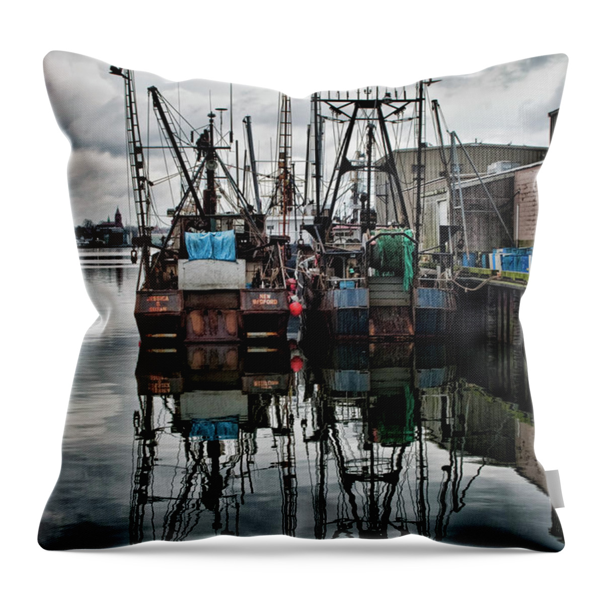 New Bedford Throw Pillow featuring the photograph New Bedford Waterfront No. 1 - Color by David Gordon