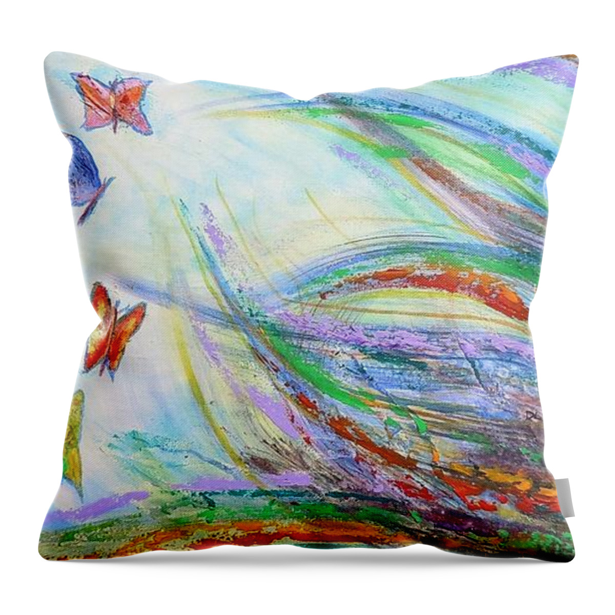  Throw Pillow featuring the painting New Beginnings by Deb Brown Maher