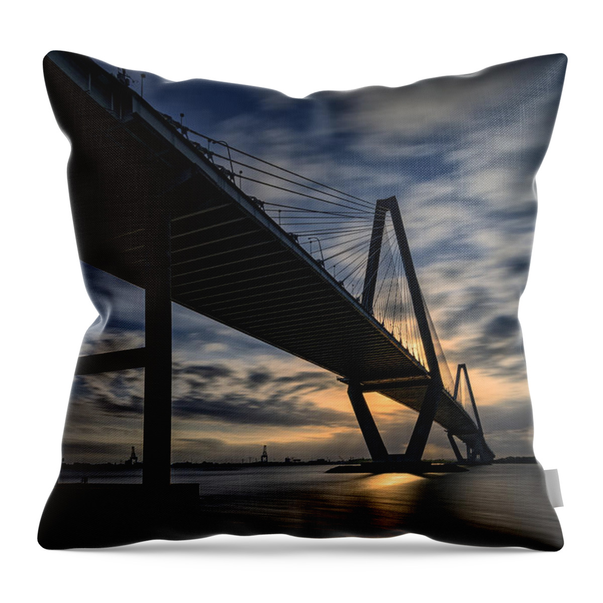 Ravenel Bridge Throw Pillow featuring the photograph New Cooper River Bridge by Rick Berk