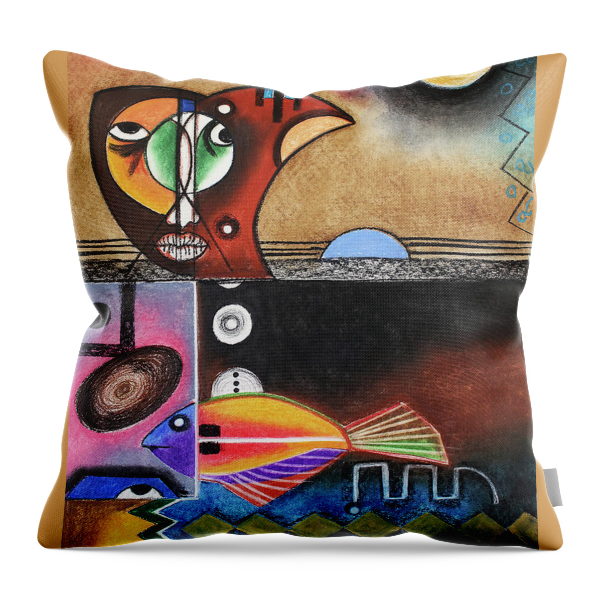 Winston Saoli Throw Pillow featuring the painting New Creation Awakens by Winston Saoli