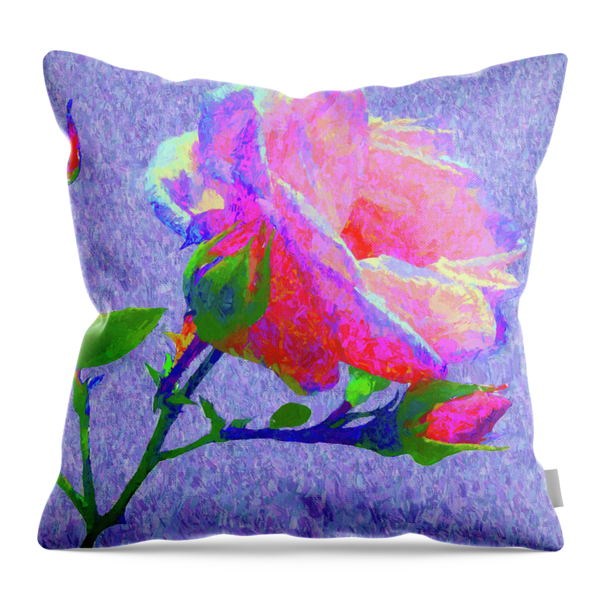 Floral Throw Pillow featuring the digital art New Dawn Painterly by Susan Lafleur