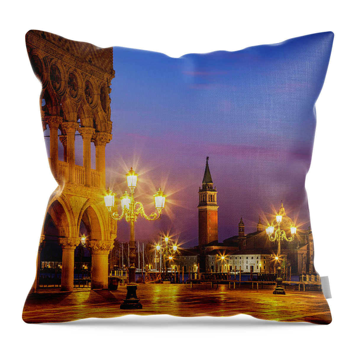 Venice Throw Pillow featuring the photograph New Day at St. Marks by Andrew Soundarajan