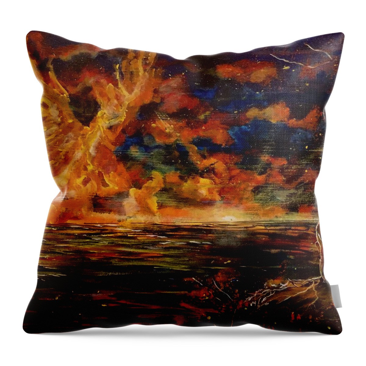 Landscape Throw Pillow featuring the painting New Day Rising by Joel Tesch