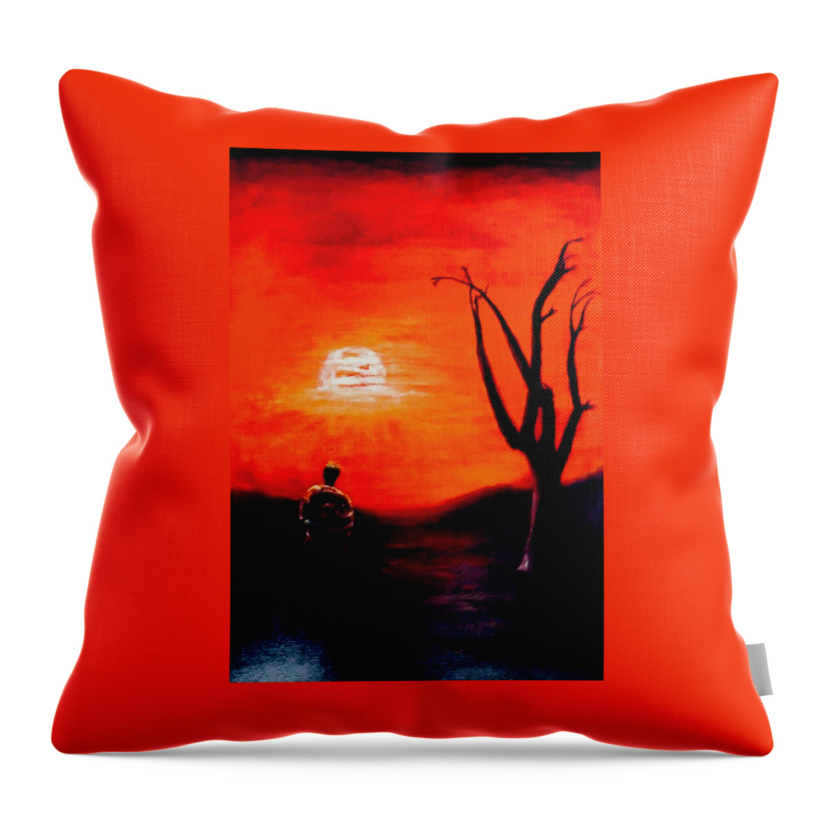 Landscape Throw Pillow featuring the painting New Day by Sher Nasser
