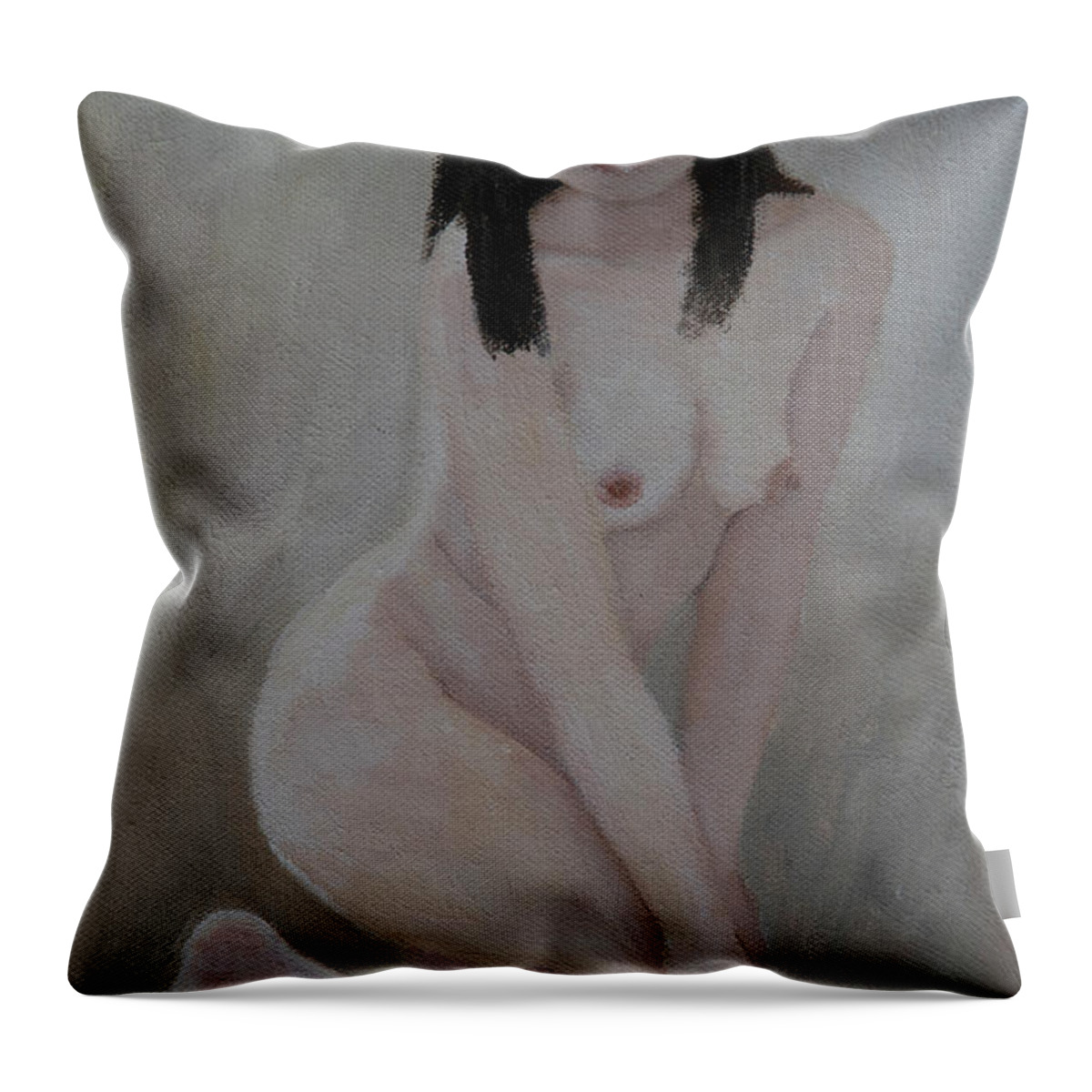 Nude Throw Pillow featuring the painting New Hope by Masami IIDA