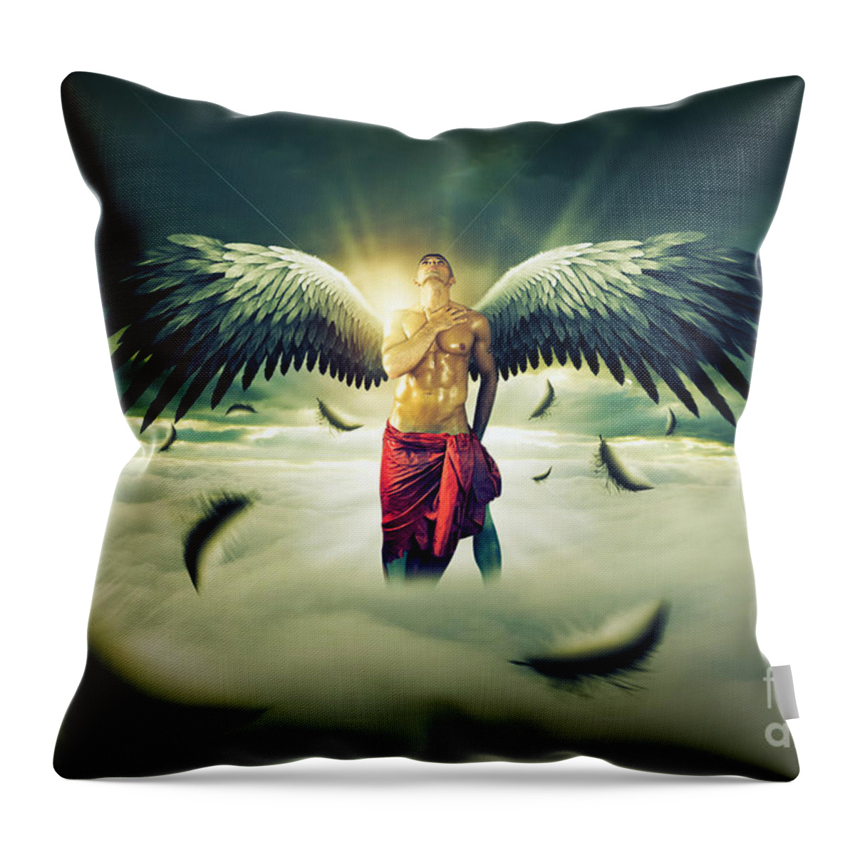 Angel Throw Pillow featuring the digital art New Life by Mark Ashkenazi
