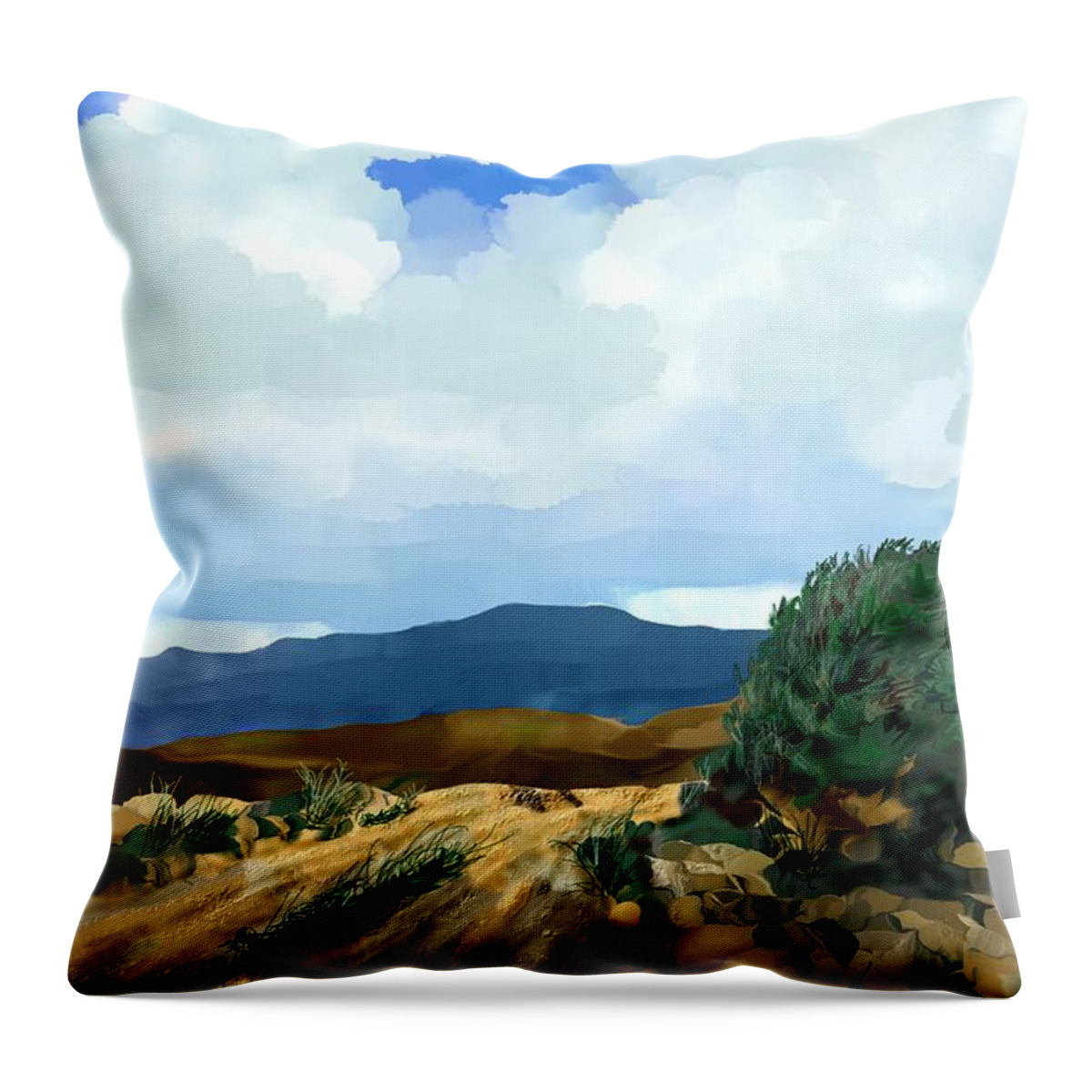 New Mexico Throw Pillow featuring the digital art New Mexico Morning I by Kerry Beverly