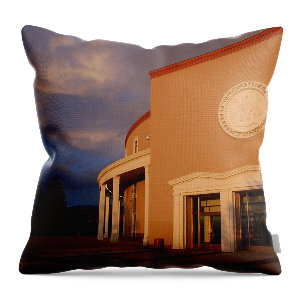 Architecture Throw Pillow featuring the photograph New Mexico State Capital Building by Rob Hans