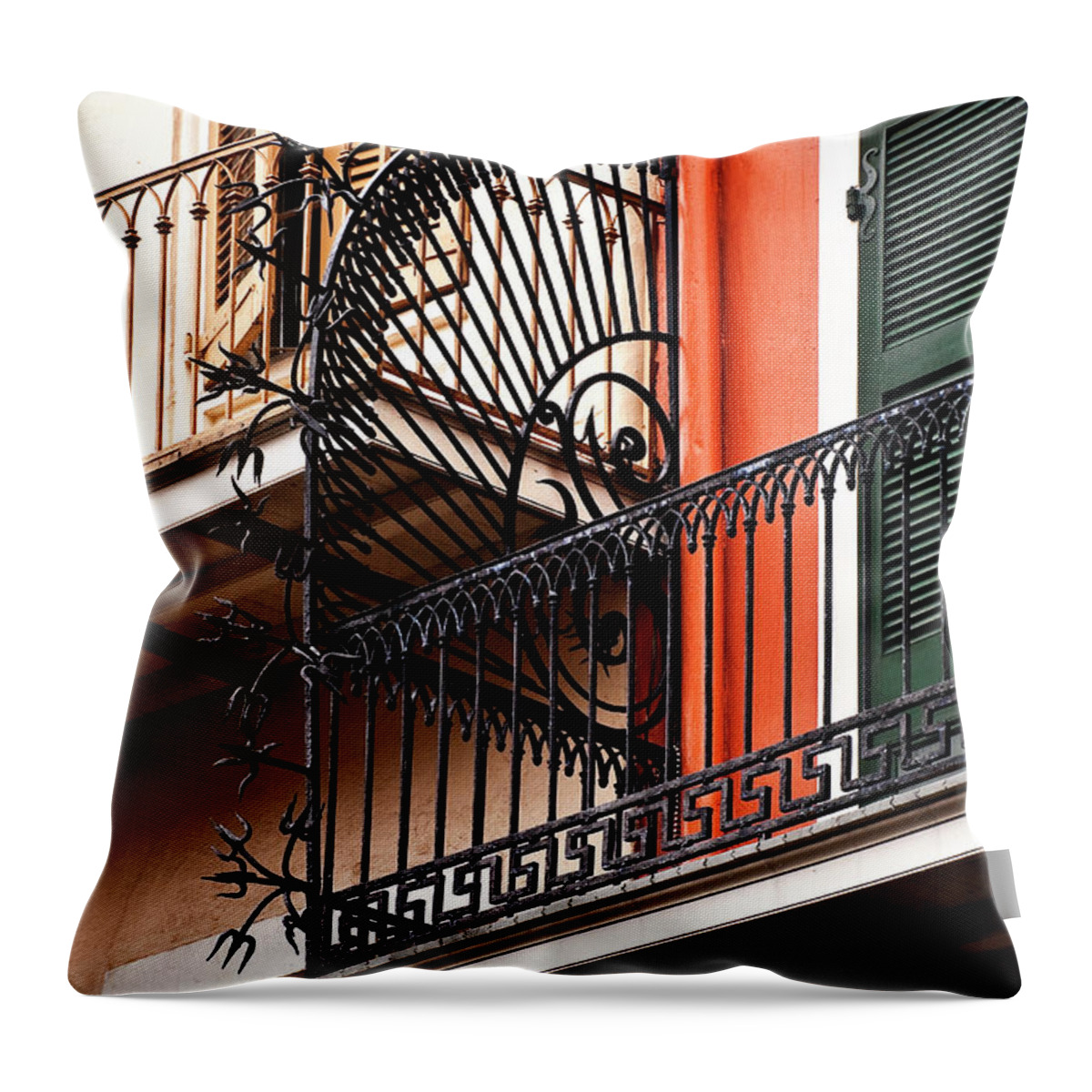 Balcony Throw Pillow featuring the photograph New Orleans Balcony by Kathleen K Parker