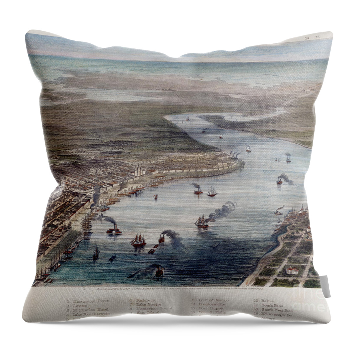 1863 Throw Pillow featuring the photograph New Orleans by Granger