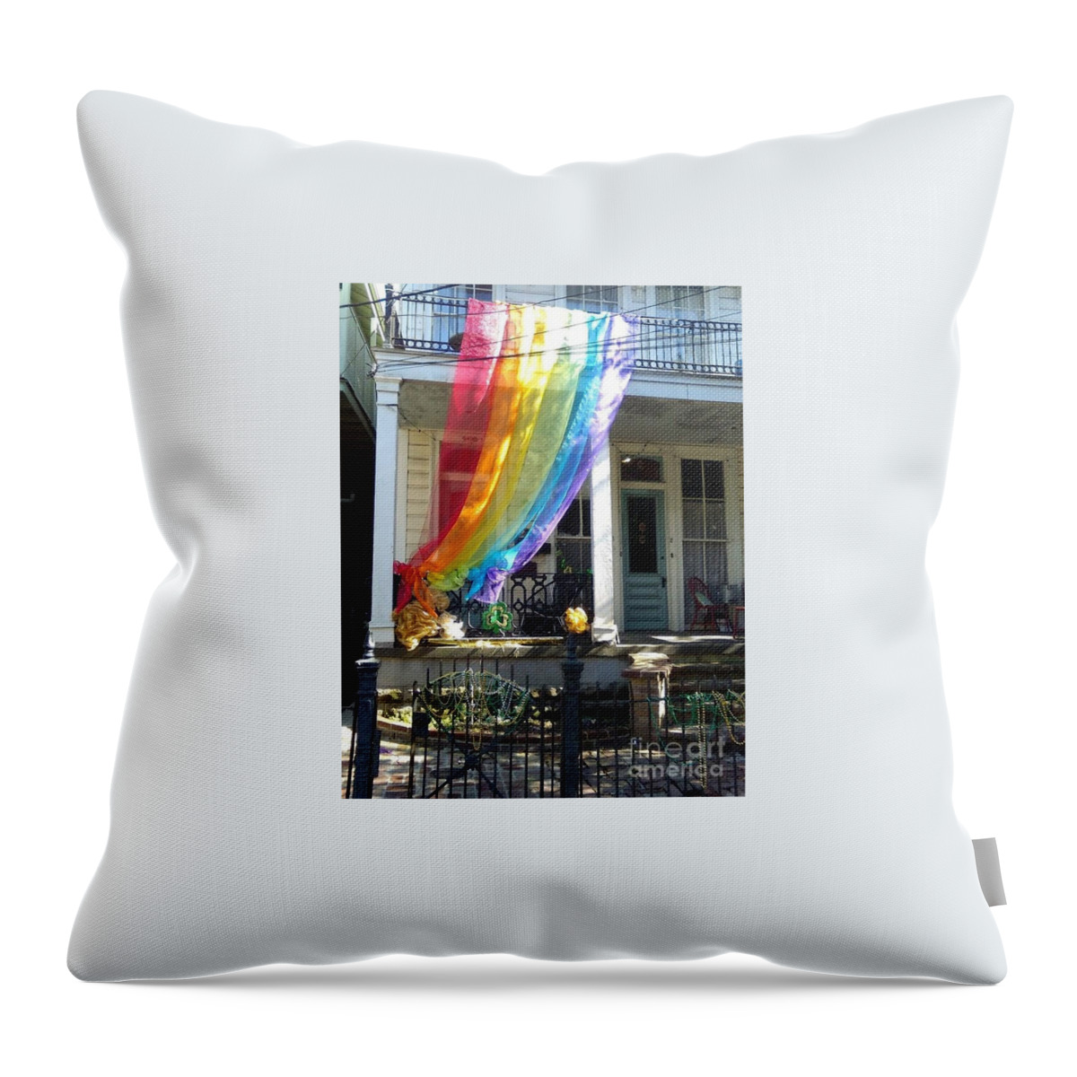 Nola Throw Pillow featuring the photograph New Orleans House Of The Pot Of Gold In The Irsh Channel by Michael Hoard