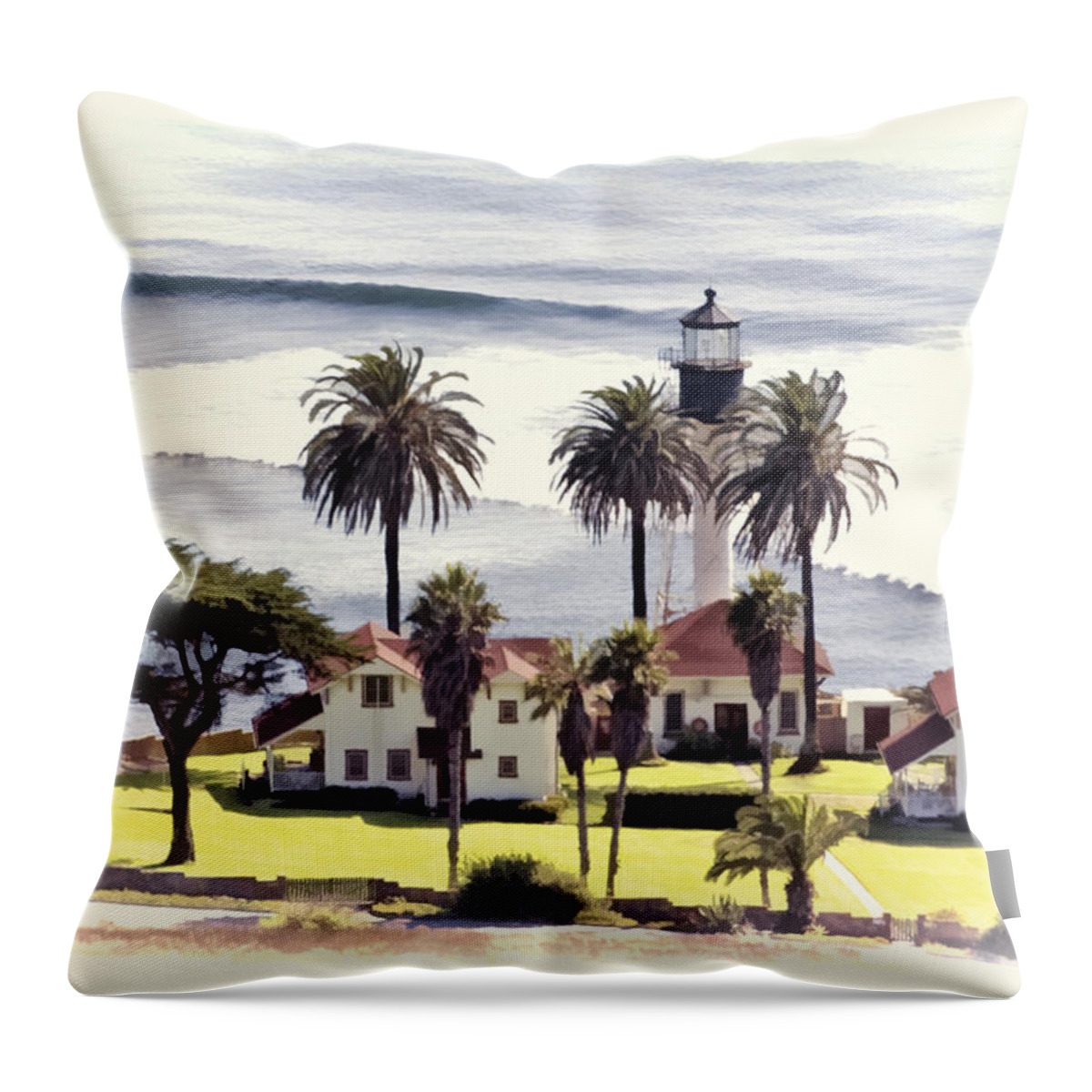 San Diego Throw Pillow featuring the photograph New Point Loma Lighthouse by Claude LeTien