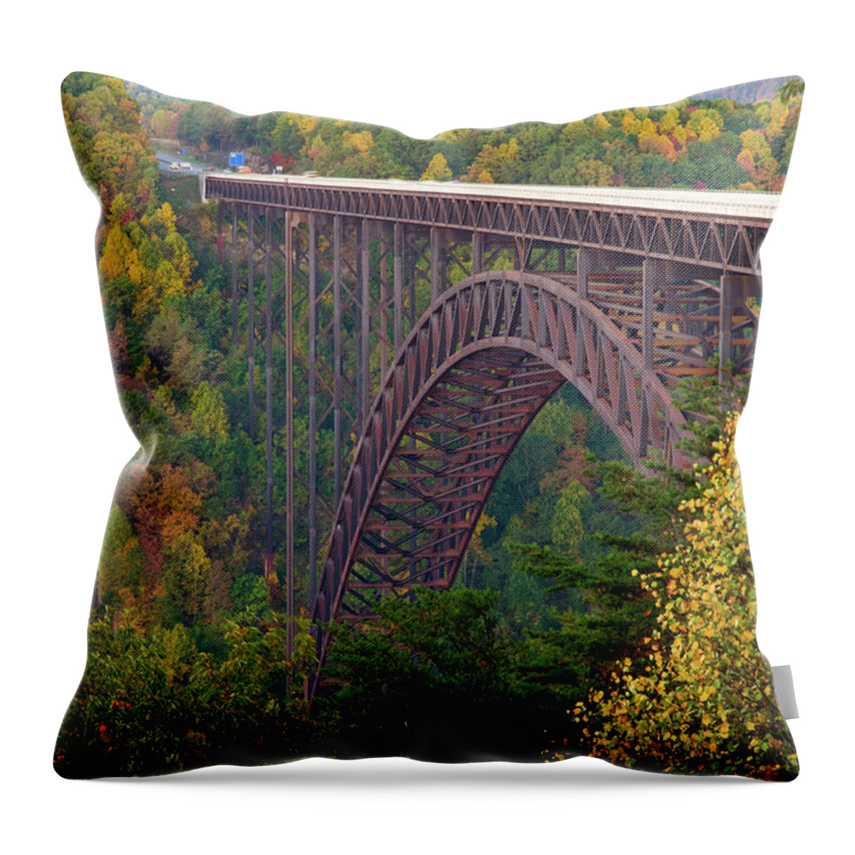 West Virginia Throw Pillow featuring the photograph New River Gorge Bridge by Steve Stuller