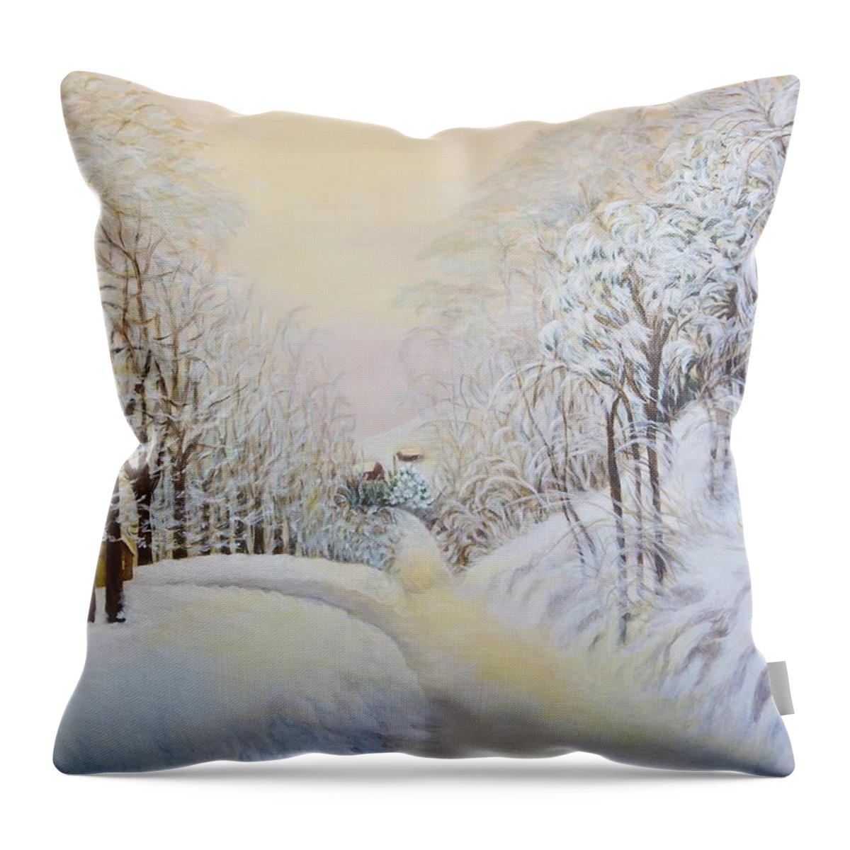 Snow Throw Pillow featuring the painting New Snow in Hunting Hills by Douglas Ann Slusher