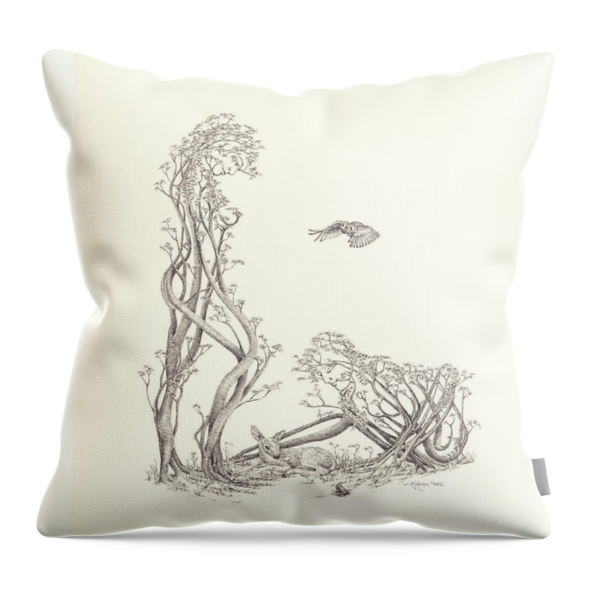 Mark Johnson Throw Pillow featuring the drawing New Spring by Mark Johnson