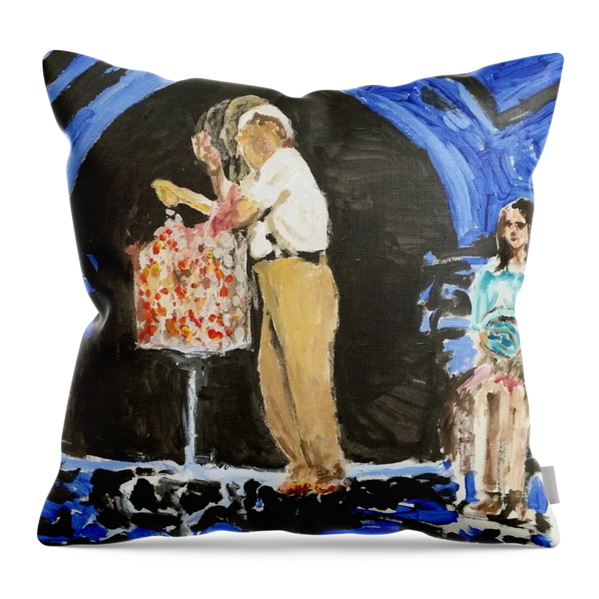 Performance Throw Pillow featuring the painting New Teller. Sketch II by Bachmors Artist