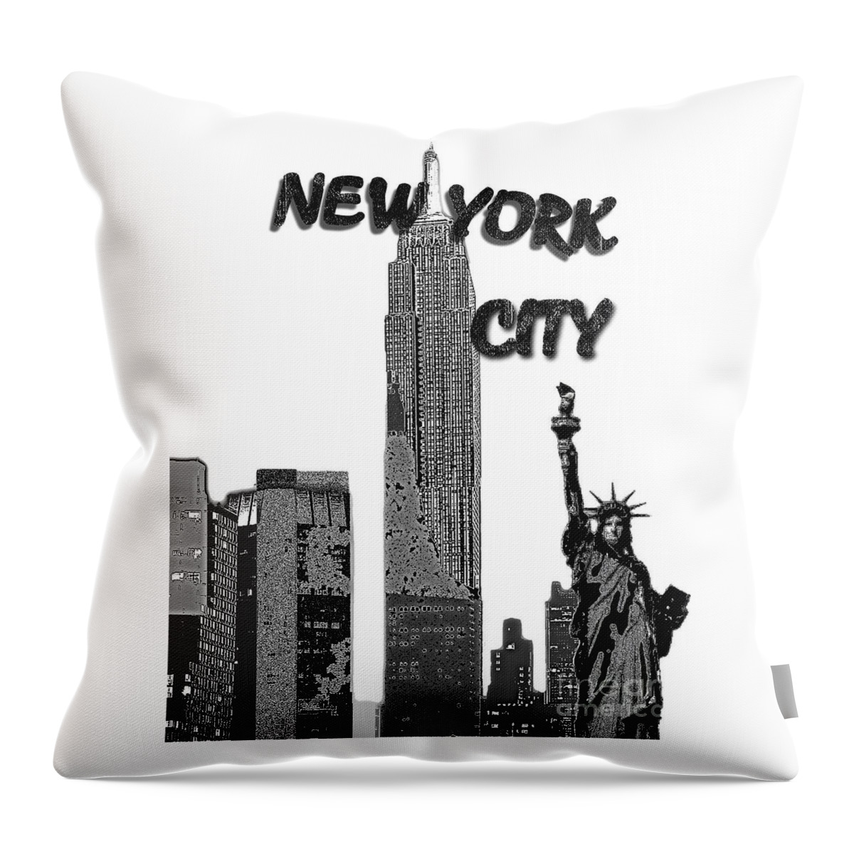 New York City Throw Pillow featuring the mixed media New York City Explicit by Pharris Art