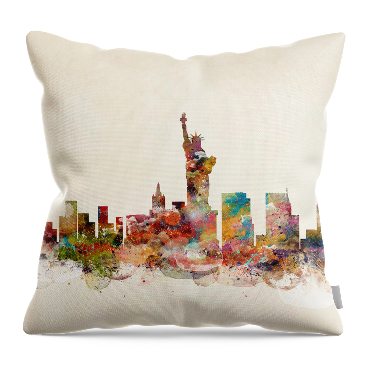 New York City City Skyline Throw Pillow featuring the painting New York City New York Skyline by Bri Buckley